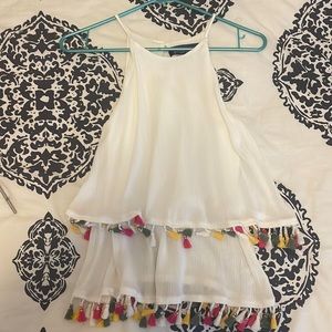 Tasseled white tank